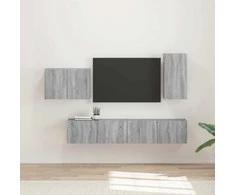 TV staliukas TV sieninio kabineto komplektas 4 pcs Pilkas Sonoma