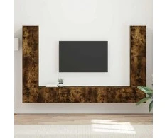 TV staliukas TV spintelių komplektas 8 pcs Rūkyta ąžuolas Apdirbta mediena