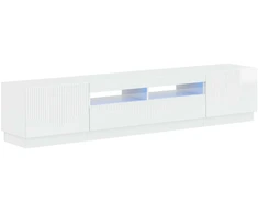 TV staliukas 5 dalių LED televizoriaus stovas Itin blizgi balta