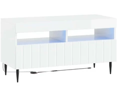 TV staliukas 5 dalių LED televizoriaus stovas Itin blizgi balta
