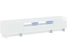 TV staliukas 5 dalių LED televizoriaus stovas Itin blizgi balta