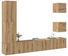 TV staliukas 5 dalių sieninis televizoriaus spintelės komplektas Artisan Oak