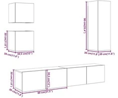 TV staliukas 5 dalių sieninis televizoriaus spintelės komplektas Artisan Oak