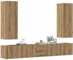 TV staliukas 5 dalių sieninis televizoriaus spintelės komplektas Artisan Oak