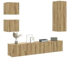 TV staliukas 5 dalių sieninis televizoriaus spintelės komplektas Artisan Oak