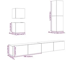 TV staliukas 5 dalių sieninis televizoriaus spintelės komplektas Artisan Oak