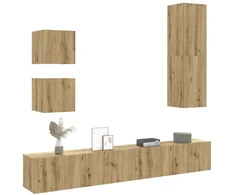 TV staliukas 5 dalių sieninis televizoriaus spintelės komplektas Artisan Oak