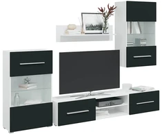 TV staliukas 5 dalių televizoriaus spintelės su LED apšvietimu, matinės indigo spalvos, inžinerinė mediena
