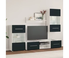 TV staliukas 5 dalių televizoriaus spintelės su LED apšvietimu, matinės indigo spalvos, inžinerinė mediena