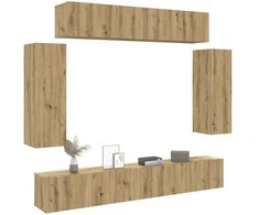 TV staliukas 6 dalių sieninis televizoriaus spintelės komplektas Artisan Oak