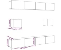 TV staliukas 6 dalių sieninis televizoriaus spintelės komplektas Artisan Oak