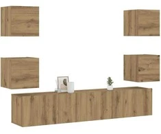 TV staliukas 6 dalių sieninis televizoriaus spintelės komplektas Artisan Oak