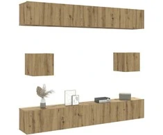 TV staliukas 6 dalių sieninis televizoriaus spintelės komplektas Artisan Oak