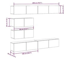 TV staliukas 6 dalių sieninis televizoriaus spintelės komplektas Artisan Oak