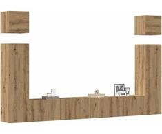 TV staliukas 6 dalių sieninis televizoriaus spintelės komplektas Artisan Oak