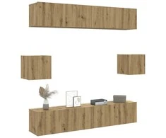 TV staliukas 6 dalių sieninis televizoriaus spintelės komplektas Artisan Oak