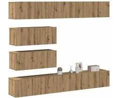 TV staliukas 6 dalių sieninis televizoriaus spintelės komplektas Artisan Oak