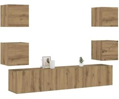 TV staliukas 6 dalių sieninis televizoriaus spintelės komplektas Artisan Oak