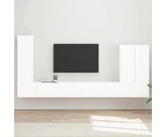 TV staliukas TV sieninio kabineto komplektas 6 pcs Aukštai blizganti balta