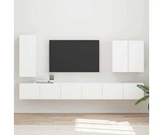 TV staliukas TV sieninio kabineto komplektas 6 pcs Balta