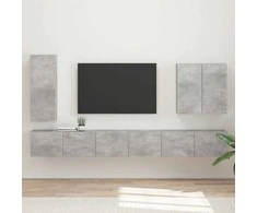 TV staliukas TV sieninio kabineto komplektas 6 pcs Betono pilka