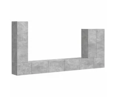 TV staliukas TV sieninio kabineto komplektas 6 pcs Betono pilka