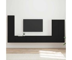 TV staliukas TV sieninio kabineto komplektas 6 vnt. Juoda