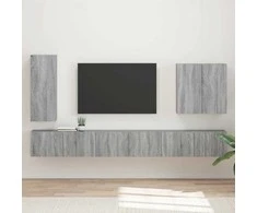 TV staliukas TV sieninio kabineto komplektas 6 pcs Pilkas Sonoma