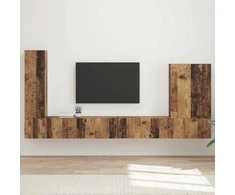 TV staliukas TV sieninio kabineto komplektas 6 pcs Senovinis medis