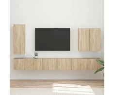 TV staliukas TV sieninio kabineto komplektas 6 pcs Sonoma ąžuolas