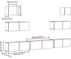 TV staliukas 7 dalių sieninis televizoriaus spintelės komplektas Artisan Oak