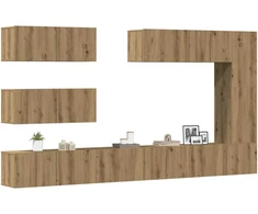 TV staliukas 7 dalių sieninis televizoriaus spintelės komplektas Artisan Oak