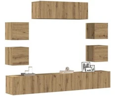 TV staliukas 7 dalių sieninis televizoriaus spintelės komplektas Artisan Oak