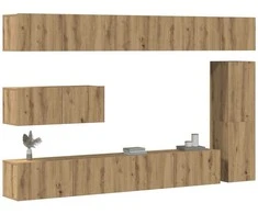 TV staliukas 7 dalių sieninis televizoriaus spintelės komplektas Artisan Oak