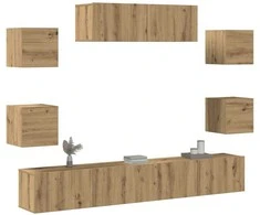 TV staliukas 7 dalių sieninis televizoriaus spintelės komplektas Artisan Oak
