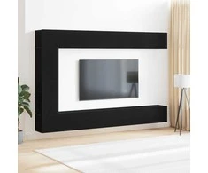 TV staliukas TV spintelių komplektas 9 pcs Juodas ąžuolas Apdirbta mediena