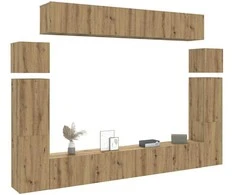 TV staliukas 8 dalių sieninis televizoriaus spintelės komplektas Artisan Oak