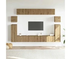 TV staliukas 8 dalių sieninis televizoriaus spintelės komplektas Artisan Oak