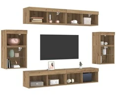 TV staliukas TV spintelių komplektas 8 pcs artisano ąžuolo Apdirbta mediena