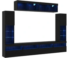 TV staliukas TV spintelių komplektas 6 pcs juoda ąžuolo Apdirbta mediena