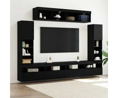 TV staliukas TV spintelių komplektas 6 pcs juoda ąžuolo Apdirbta mediena