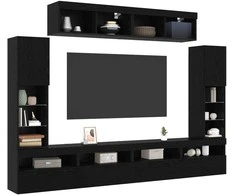TV staliukas TV spintelių komplektas 6 vnt. juoda ąžuolo Apdirbta mediena