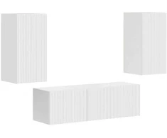 TV staliukas TV sieninio kabineto komplektas 4 pcs Aukštai blizganti balta