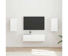 TV staliukas TV sieninio kabineto komplektas 4 pcs Aukštai blizganti balta