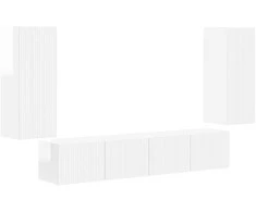 TV staliukas TV sieninio kabineto komplektas 4 pcs Aukštai blizganti balta