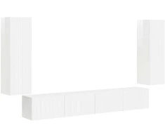 TV staliukas TV sieninio kabineto komplektas 4 pcs Aukštai blizganti balta