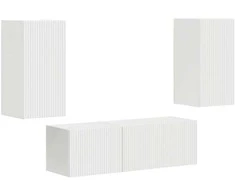 TV staliukas TV sieninio kabineto komplektas 4 pcs Balta Apdirbta mediena