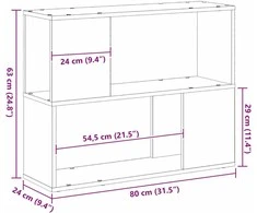 TV staliukas TV spintelių komplektas Juodas ąžuolas 80 x 24 x 63 cm