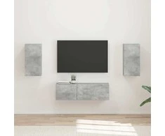 TV staliukas TV sieninio kabineto komplektas 4 pcs Betono pilka