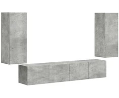 TV staliukas TV sieninio kabineto komplektas 4 pcs Betono pilka